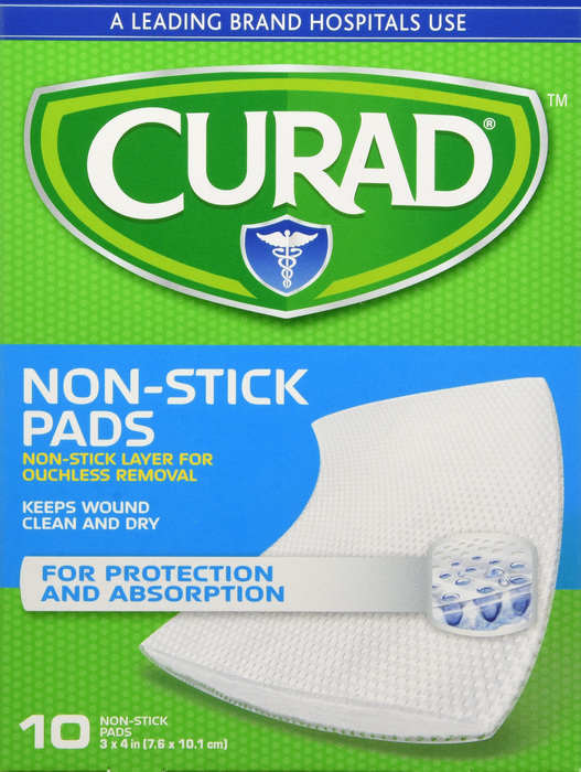 Curad Medium Non-Stick Pads 3”x4” 10ct