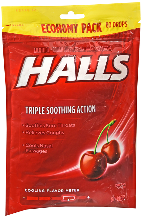 HALLS BAG CHERRY 80CT