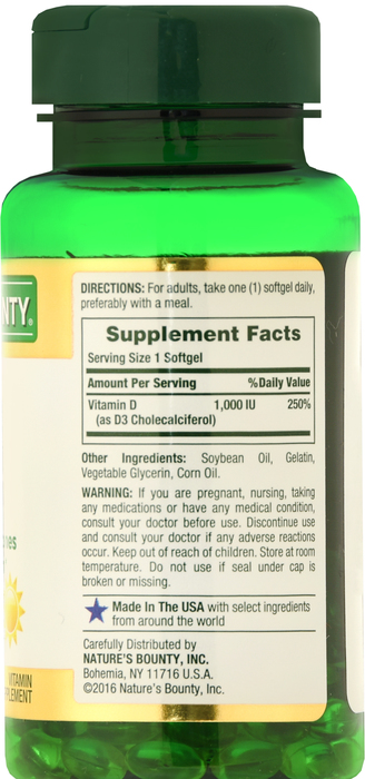 Nature's Bounty Vitamin D3 1000IU Softgels 120ct