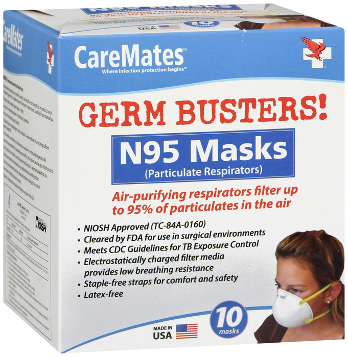 CareMates N95 Niosh Cone Masks 10ct