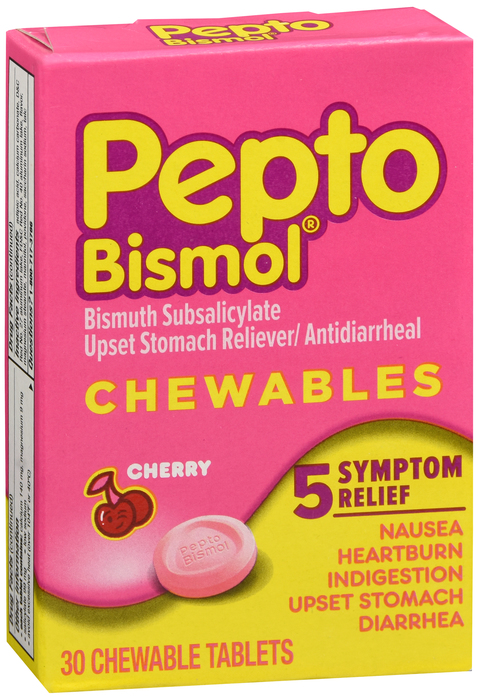 Pepto Bismol 5 Symptom Stomach Relief Cherry Chewable Tablets 30ct