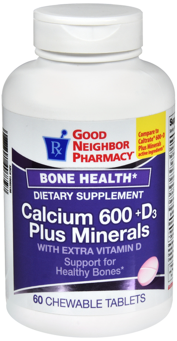 Good Neighbor Pharmacy Calcium 600 +D3 Plus Minerals Chewable Tablets 60ct