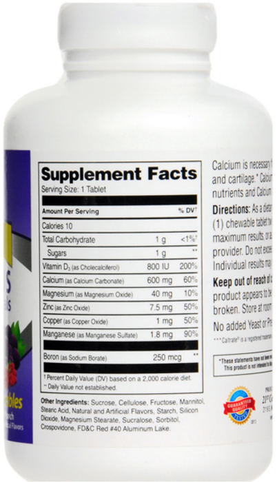 21st Century Calcium 600mg + D3 Plus Minerals Chewable Tablets 75ct