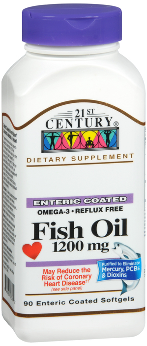 21st Century Enteric Coated Fish Oil 1200mg Softgels 90ct