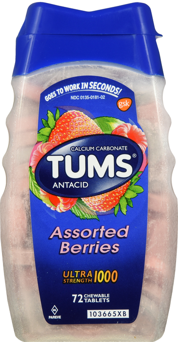 Tums Ultra Strength Assorted Berries Chewable Tablets 72ct