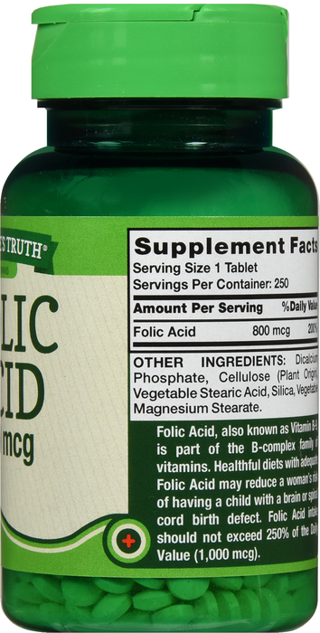 FOLIC ACID 800MCG TABLET 250CT NAT TRUTH