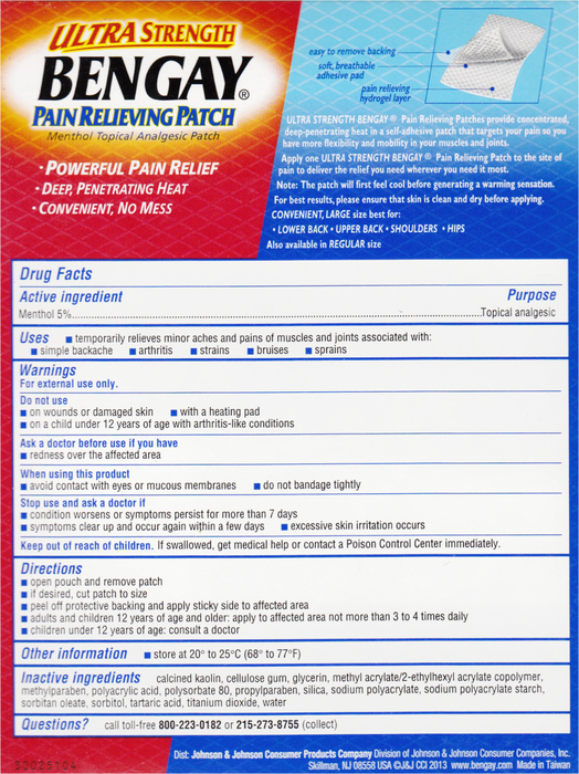 Bengay Ultra Strength Pain Relief Large Patch 4ct