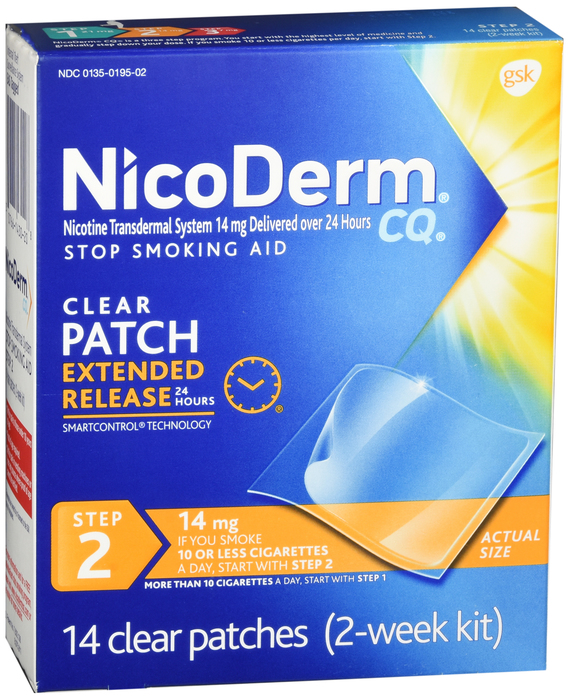 NicoDerm Nicotine Patches 14mg Step 2 Clear Patches 14ct