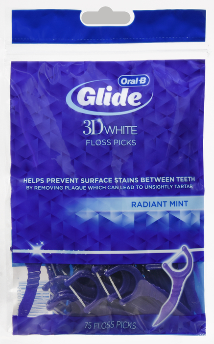 ORAL B FLOSS PICK 3D WHITE MINT BAG 75CT