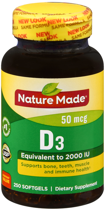 Nature Made VIT D-3 2000IU SOFTGEL 250ct