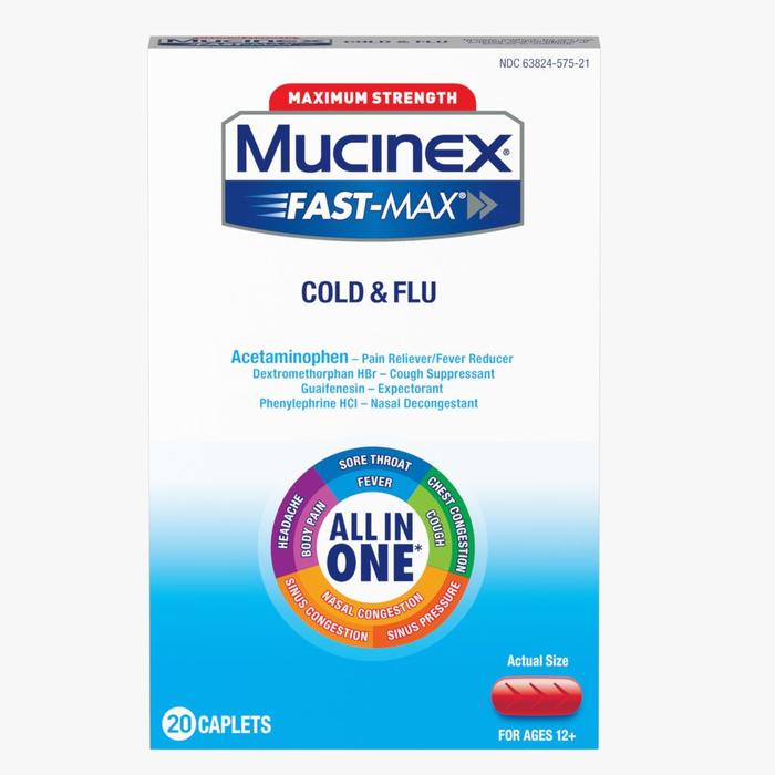 Mucinex Fast-Max Cold & Flu Pain Reliever/Fever Reducer Caplets 20ct