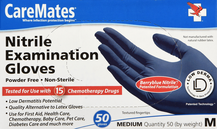 Gloves CareMates Nitrile Powder-Free M 50ct