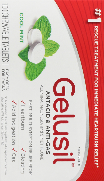 Gelusil Antacid & Anti-Gas Cool Mint Chewable Tablets 100ct