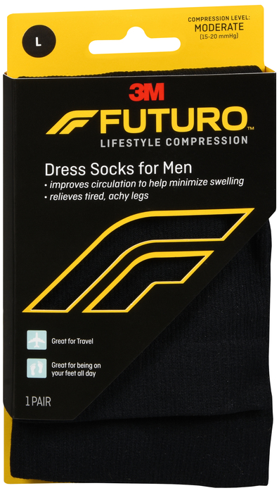 Futuro Men's Dress Socks 15-20mmHg Black Large 1ct