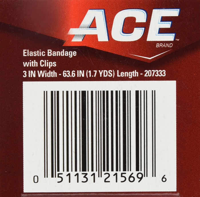 ACE 3 Inch Compression Bandage Black with Clips 1ct