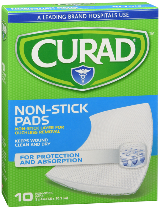 Curad Medium Non-Stick Pads 3”x4” 10ct