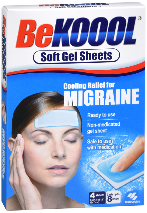 Be Koool Adult Migraine Cooling Relief Gel Sheets 4ct