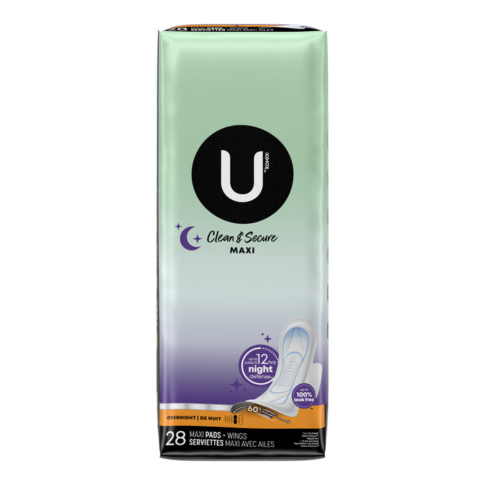 U by Kotex Overnight Security Maxi Pads with Wings 28ct