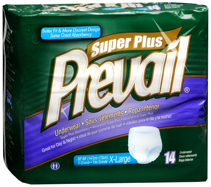 Prevail Underwear Super Plus Absorbency Unisex 58-68" XL 4X14ct