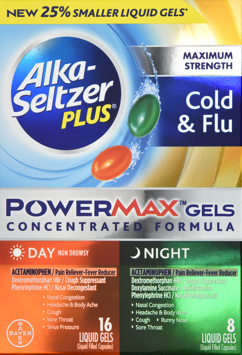 ALKA-SELTZER PLUS PWR GELS DAY/NIT 24CT