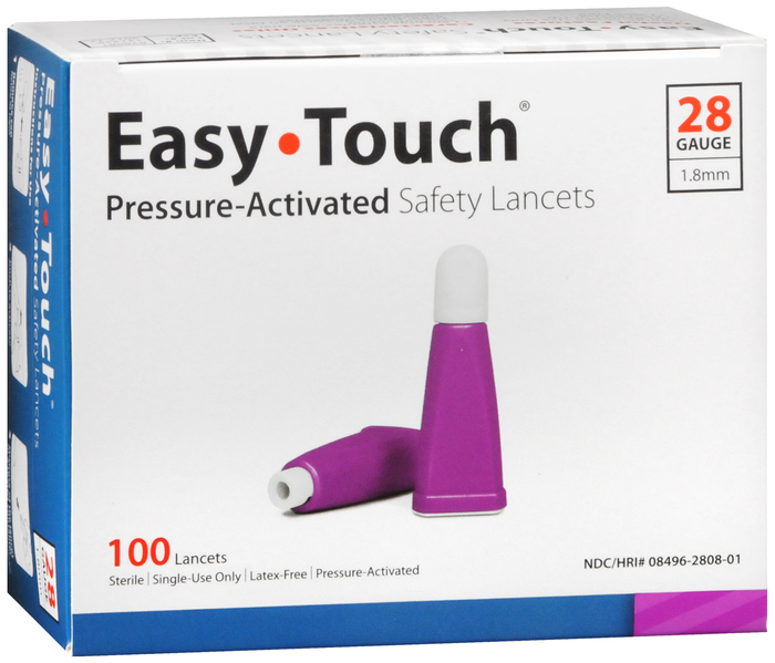 Easy Touch Safety Lancets Pressure Activated 28G 100ct