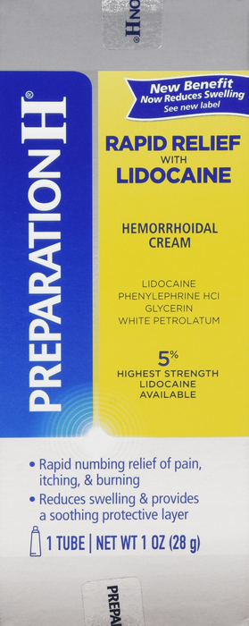 Preparation Rapid Relief w/Lidocaine Hemorrhoidal Cream 1oz