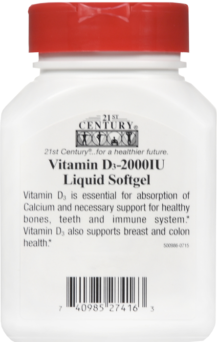 21st Century Vitamin D3 2000 IU Softgels 250ct