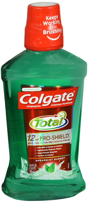 Colgate Total 12 HR Pro-Shield Antibacterial Alcohol-Free Mouthwash, Spearmint Surge 16.9oz