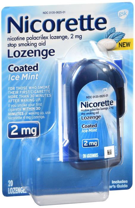 Nicorette Stop Smoking Aid 2mg Ice Mint Coated Nicotine Lozenges 20ct