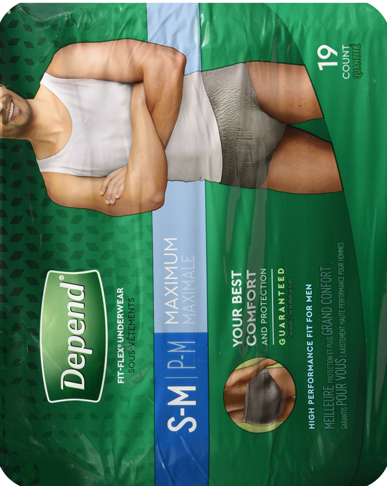 Depend Men's Fit-Flex Underwear Maximum Absorbency S/M 19ct