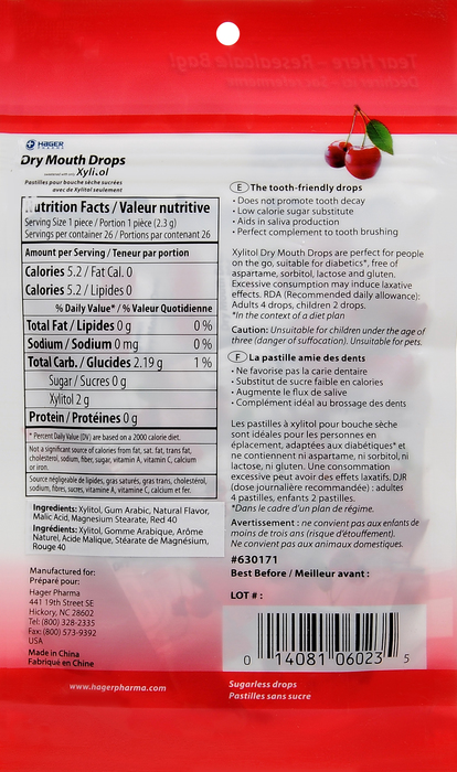 Hager Bag Dry Mouth Lozenge Cherry 2oz