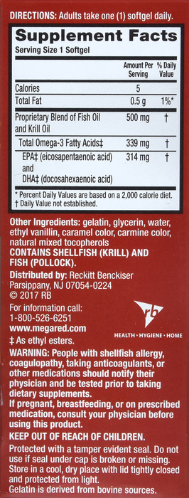 MegaRed Advanced 4-in-1 Concentrated Omega-3 Fish & Krill Oil Supplement 40ct