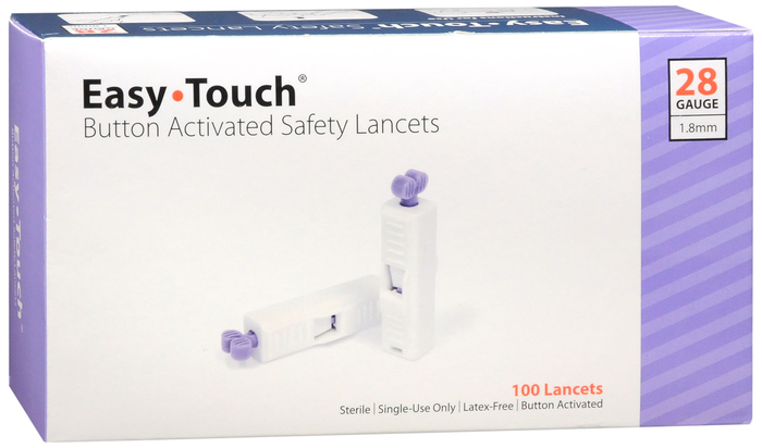 EASY TOUCH LANCET 28G BUTTON ACTV 100CT