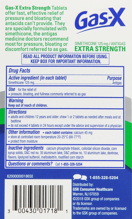 Gas-X Gas Relief Extra Strength Peppermint Chewable Tablets 18ct