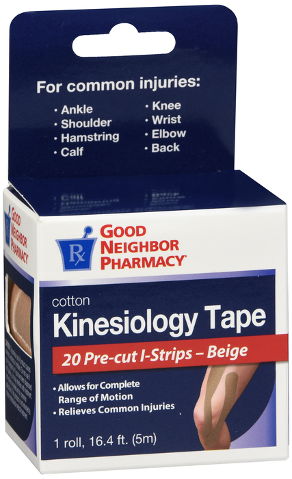 Good Neighbor Pharmacy Kinesiology Cotton Pre-Cut Strips Beige Tape 20ct