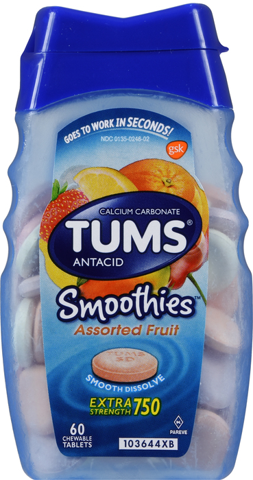 Tums Extra Strength Assorted Fruit Chewable Tablets 60ct