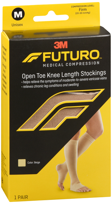 Futuro Open Toe Knee Length Stockings 20-30mmHg Beige Medium 1ct