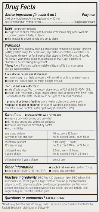 Good Neighbor Pharmacy Cough DM ER 30mg Adult Orange Flavor 5oz