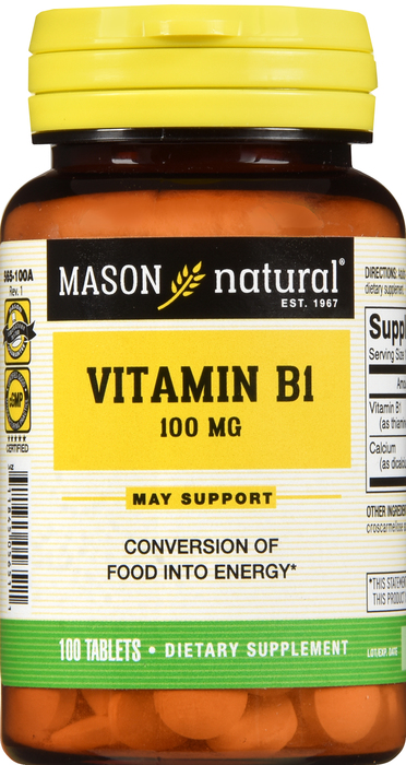 Mason Natural Vitamin B-1 100mg Tablets 100ct