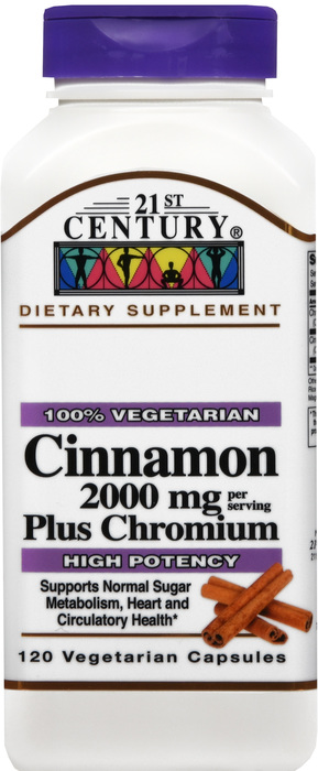 21st Century Cinnamon 2000mg Plus Chromium Veggie Capsules 120ct