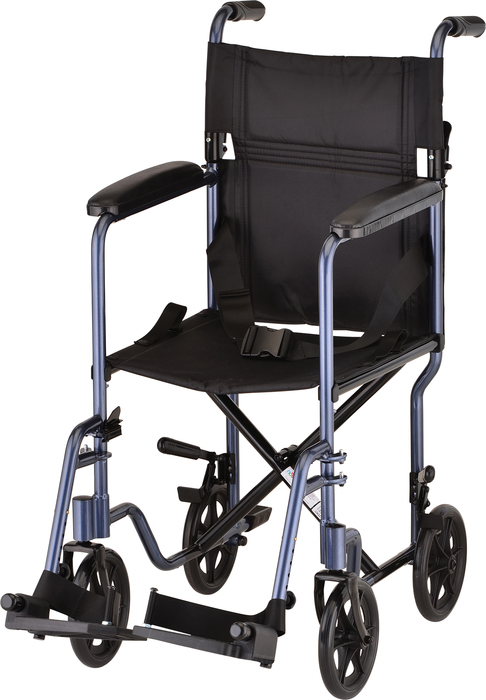 TRANSPORT CHAIR 17" LIGHTWEIGHT BLUE