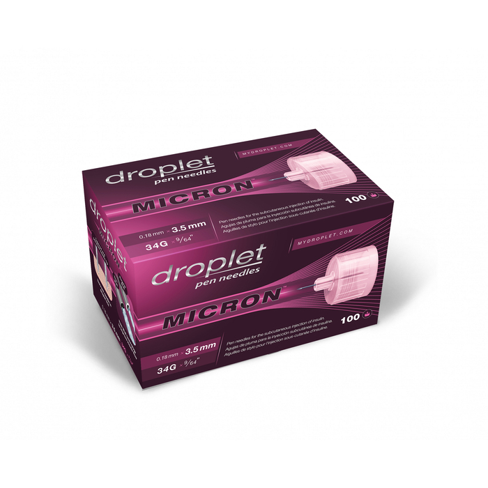 Droplet Micron Pen Needles 34Gx3.5mm 100ct