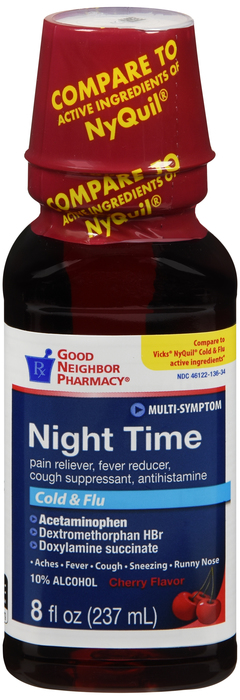 Good Neighbor Pharmacy Night Time Cold & Flu 6HR Cherry Flavor Liquid 8oz