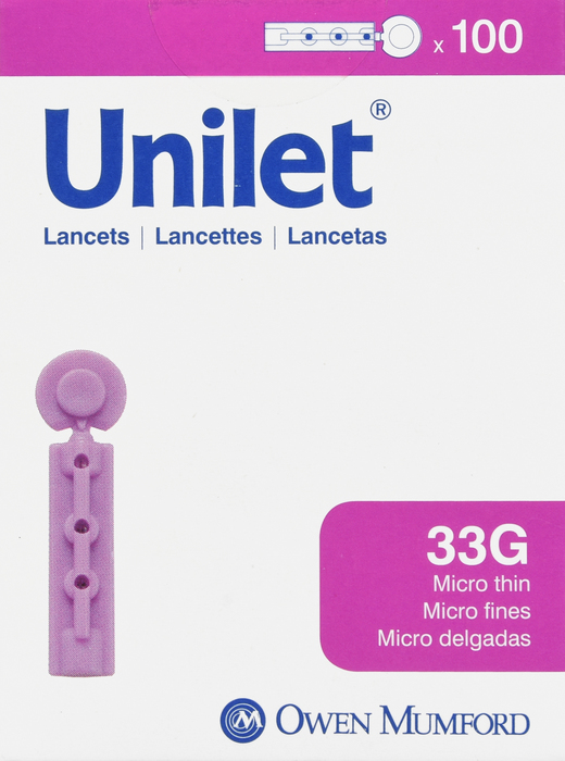 Unilet Lancets Micro Thin 33 G 100ct