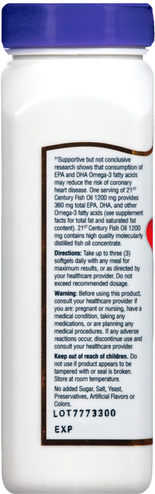 21st Century Maximum Strength Fish Oil 1200mg Softgels 90ct