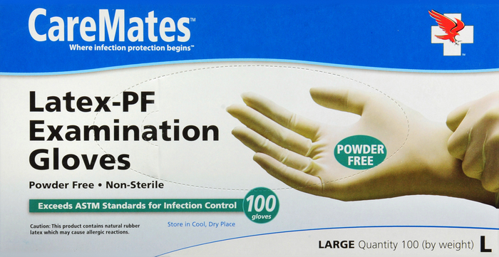 CareMates Latex-PF Exam Gloves Large 100ct