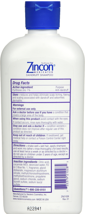 Zincon Medicated Dandruff Shampoo 8oz