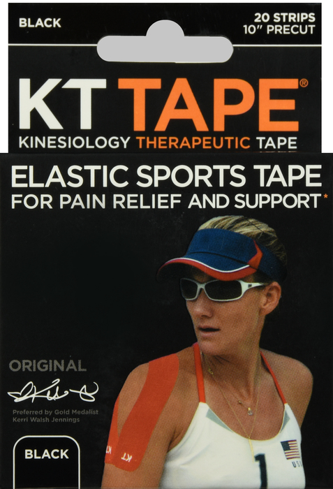 KT Tape Pre-Cut Cotton Tape Black 20ct