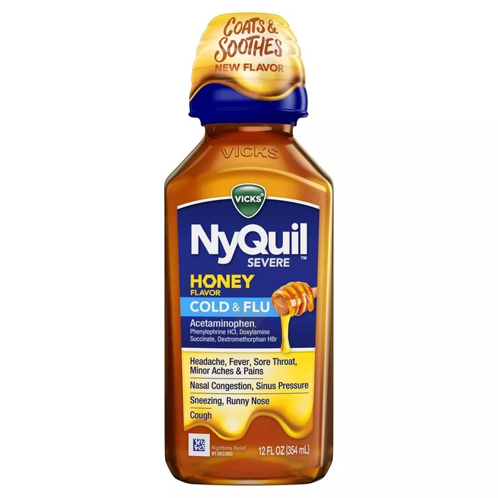 NyQuil Severe Cold & Flu Honey Flavor 12oz