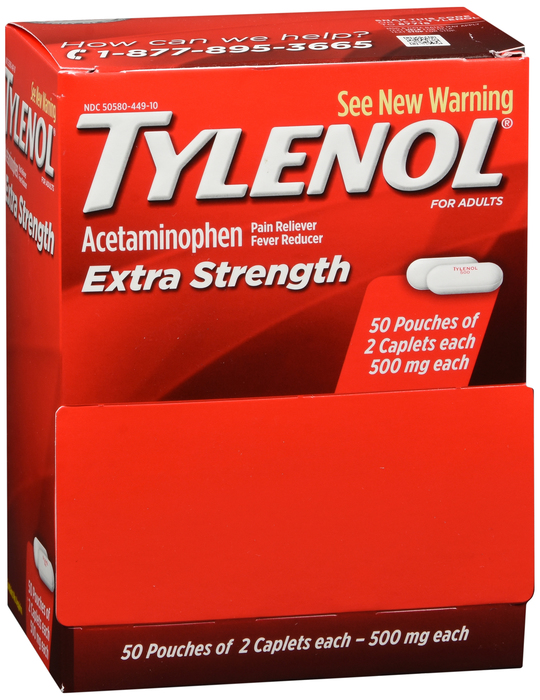 TYLENOL EXTRA STRENGTH DISPLAY PACK 50X2CT